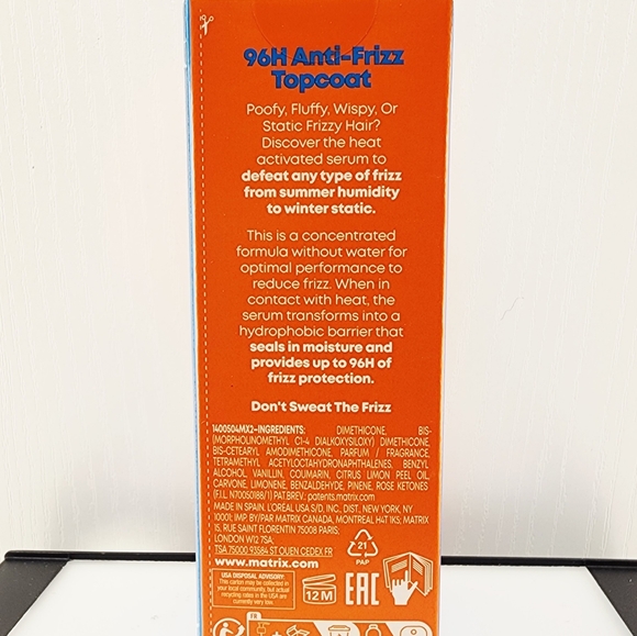 Matrix Mega Sleek 96h Anti-Frizz Topcoat 1.69 Oz New In Box! - Picture 2 of 3